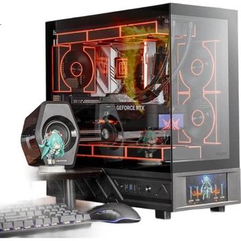 Корпус для игрового компьютера PADO Yinglong Cangming Display Version, черный, ATX, поддерживает водяное охлаждение 360 мм, включает 6-дюймовый ЖК-экран, панорамный обзор 270°, совместим с видеокартой 5090.