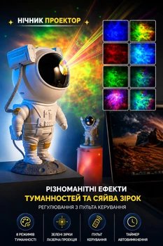 Ночник проектор космонавт Astronaut Nebula астронавт с подсветкой пульт ДУ