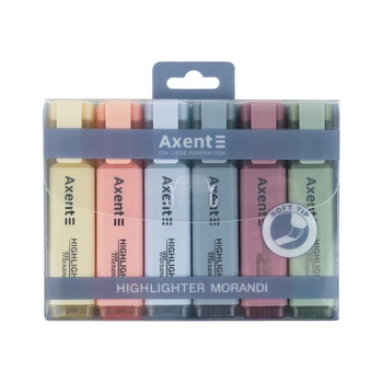 Набор маркеров Axent Highlighter 2537-A, 1-5 мм клиноп., 6 morandi (2537-60-A)