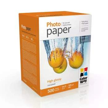 Фотопапір ColorWay глянцевий 180 г/м², 10х15, 500 арк. (PG1805004R)