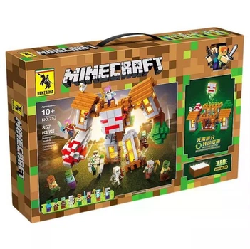 Конструктор детский майнкрафт Лесной Монстр голем minecraft 10 фигурок 857 деталей LED подсветка + салфетка в комплекте