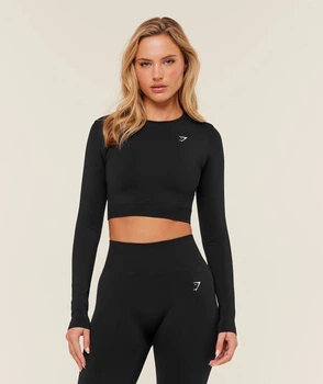 Спортивный топ с рукавами Gymshark b7a2s1c57 M черный (100014203)
