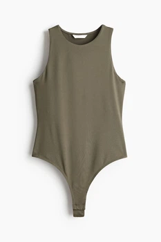 Боди-топ H&M 1240676003c68 M хаки (100014115)