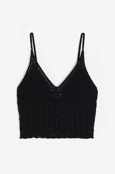 В'язаний топ H&M 1176219001c68 M чорний (100014027)