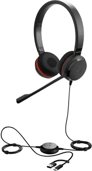 Навушники Jabra Evolve 30 II USB Type-C/Type-A Stereo MS Black-Red (5399-823-369)