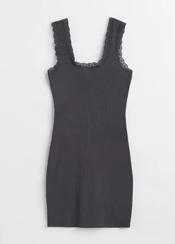 Майка в рубчик H&M 1085580001c33 S темно-сіра (100013633)