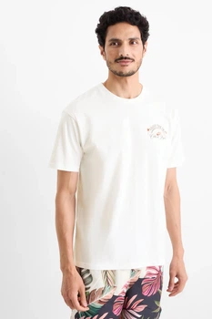 Футболка из хлопка relaxed C&A 2236132c61 XL белая (100013352)