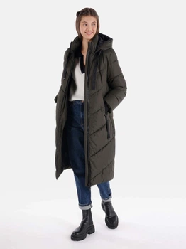 Куртка демисезонная длинная с капюшоном женская Colin's CL1065793-DKH S Dark Khaki (8683197777133)