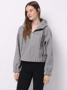 Куртка демисезонная короткая с капюшоном женская Colin's CL1075618MGA XS Grey melange (8684112824789)