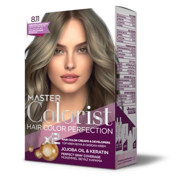 Краска для волос Master Colorist 8.11 Интенсивный пепельный светло-русый 2x50 мл+2x50 мл+1