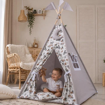 Палатка-Вигвам WIGWAMHOME Ретро-машинки 110х110х180см серая