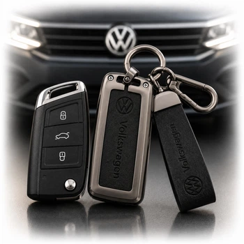 Чохол для автоключів для Volkswagen у металевому корпусі з Брелоком та Карабіном (3 кнопки №2) F-Seria