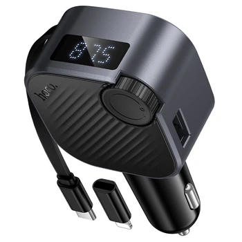 Автомобильный FM-трансмитер с поддержкой Bluetooth 6.0 HOCO E167 Hero автомобильное зарядное устройство 45Вт со встроенным кабелем