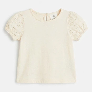 Детская футболка для девочки H&M 271126367 68 см Кремовая (2727000114770)