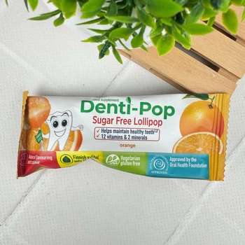 Льодяник Denti Pop без цукру з ксилітом (апельсин) 1 шт