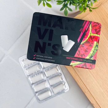 Жевательная резинка без сахара Marvin’s Watermelon Splash 10 шт — с ксилитом для защиты от кариеса и свежего дыхания