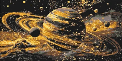 Алмазна мозаїка/вишивка Космос. Сяйво планет 40*80 см Орігамі OD 5188