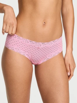 Трусики женские чикини розовые в горох с кружевом Victoria's Secret SPE62 размер M