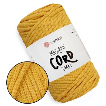 YarnArt Macrame Cord 3mm, Желтый №764 - трикотажный шнур 250 г / 85 м для вязания сумок, игрушек, ковриков, макраме, толстая пряжа