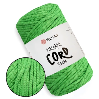 YarnArt Macrame Cord 3mm, Зелений неон №802 - трикотажний шнур 250 г / 85 м для в'язання сумок, іграшок, килимків, макраме, товста пряжа