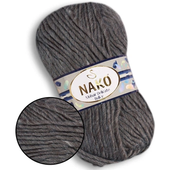Nako Mohair Delicate Bulky, Серый №23345, пряжа для вязания 100 г / 100 м, 5% мохер, 10% шерсть, 85% премиум акрил, для свитеров, кардиганов и шапок