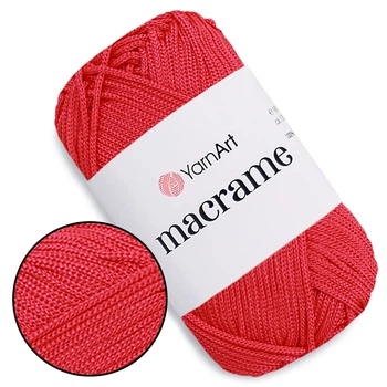 Пряжа YarnArt Macrame Красный №163, полиэстеровый шнур 2 мм, нитка для вязания крючком и спицами, полиэстер 1