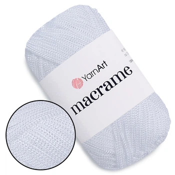 Пряжа YarnArt Macrame Белый №154, полиэстеровый шнур 2 мм, нитка для вязания крючком и спицами, полиэстер 100%