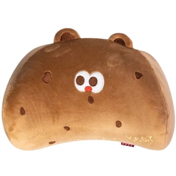Подушка подголовник Cookie Bear мишка ортопедическая наполнитель memory foam велюровый чехол ремень с фастексом на кресло подпора спины на рабочее кресло Коричневый