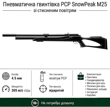 Пневматическая винтовка PCP Snow Peak M25 4.5мм 23 Дж