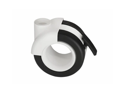 Мебельный ролик OgTM серии Rotola Office Nylon 68 со стопором белый/черный