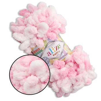 Alize Puffy Color, №5863 (100г/ 9м) плюшева фантазійна пряжа з готовими петлями для в'язання руками пледа іграшок і балаклави, Алізе Пуффі, Алізе Пуфф