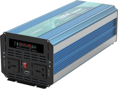 Інвертор Choetech з зарядкою, функція ДБЖ 12220V 1500Вт, LiFePO₄/Li-ion/AGM/GEL, чиста синусоїда (INV-C1500WUPS-EU)
