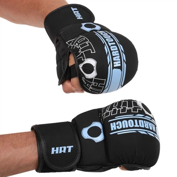 Перчатки для ММА (MMA) PU HARD TOUCH BO-00126 черный-синий, размер S