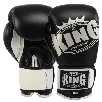 Перчатки боксерские кожаные TPKING TK0363 черный-серебряный, размер 10 oz