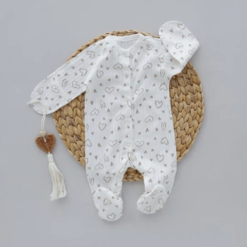 Чоловічок RoyalBaby Білий з сірими сердечками (рубчик) р.62, 0-6 міс