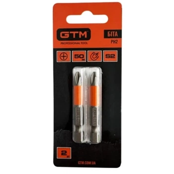 Набор бит GTM PH2, 50мм, 2шт. (SB-H2-50B)
