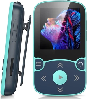 MP3 плеер AGPTEK 32GB Bluetooth 5.0 с клипсой, FM радио, диктофон, поддержка карты памяти до 128GB