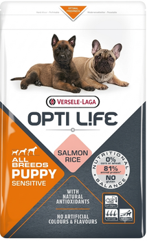 Сухой корм для щенков Opti Life Puppy Sensitive Всех пород с лососем 2.5 кг (5410340311622)