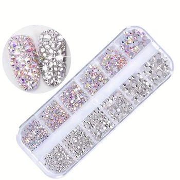 Стрази Crystal(ПРОЗОРІ ) та AB-хамелеон В органайзері, розмір SS3 - SS 16 ( 1,2мм - 4.0мм) холодної фіксації