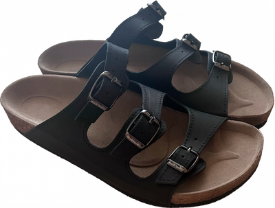 Ортопедические шлепанцы мужские кожаные FootCare FA-302, черные, размер 44