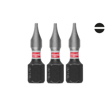Бита SHOCKWAVE MILWAUKEE, SL1,2x6,5, 25мм, (3шт)