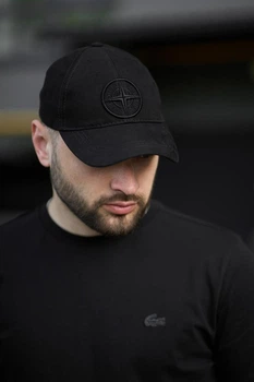 Кепка мужская Stone Island черная с черным лого
