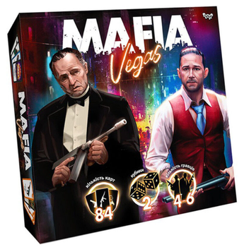 Настільна гра Danko Toys Mafia Vegas (MAF-02-01U) для 4-6 гравців, з ролями та кидком кубиків