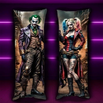Дакимакура 150 х 50 см Джокер Харли Квинн DC Comics Бэтмен Joker Подушка + наволочка двухсторонняя