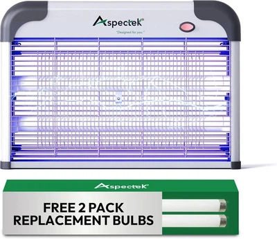 Aspectek електричний знищувач комах 20W для приміщень, проти мух та комарів, з лампами в комплекті