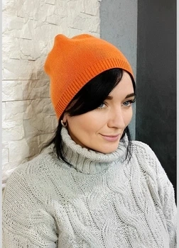 Шапка в'язана кашемірова з люрексом теракотова di classe 9-13441 - теракотовий - One size