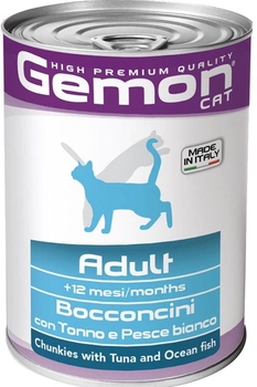 Gemon (Джемон) Cat Adult Chunkies with Tuna&Ocean fish - Вологий корм з тунцем та океанічною рибою для дорослих котів (шматочки в желе), 415 г