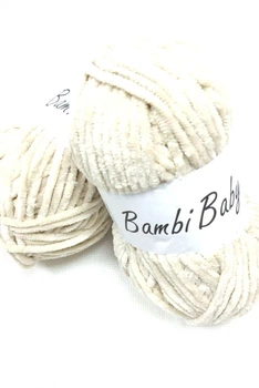 Плюшева пряжа Bambi Babi Велюр колір 04 слонова кость 100 г/110 м