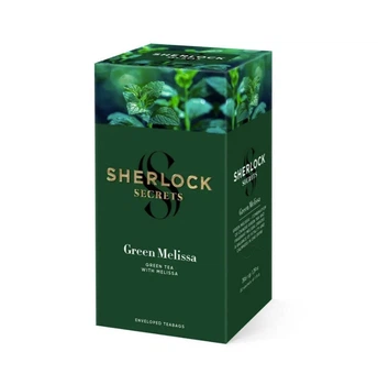 Чай зелений Sherlock Secrets Green Melissa Зелена Меліса 22 саш по 1.8 г