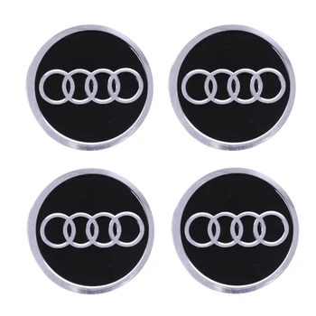 Наклейка на колпаки Audi 60 мм черная (4 шт)